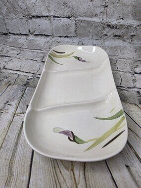 Red Wing Iris Purple 3 Section Divided Serving Tray  12.5 x 6.25 Inch